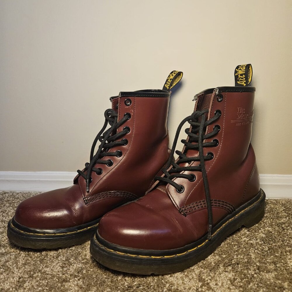 Dr. Martens 1460 Smooth Leather Lace-Up Boots in Cherry Red, Women’s US 7